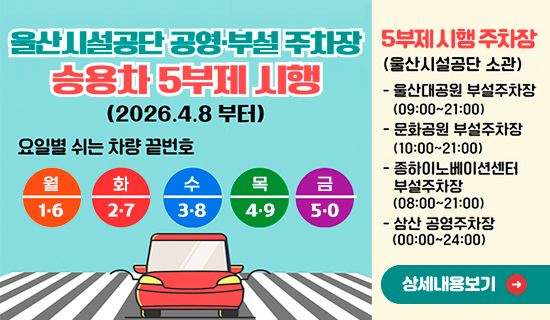 울산시설공단 공영·부설 주차장 승용차 5부제 시행 아래상세설명